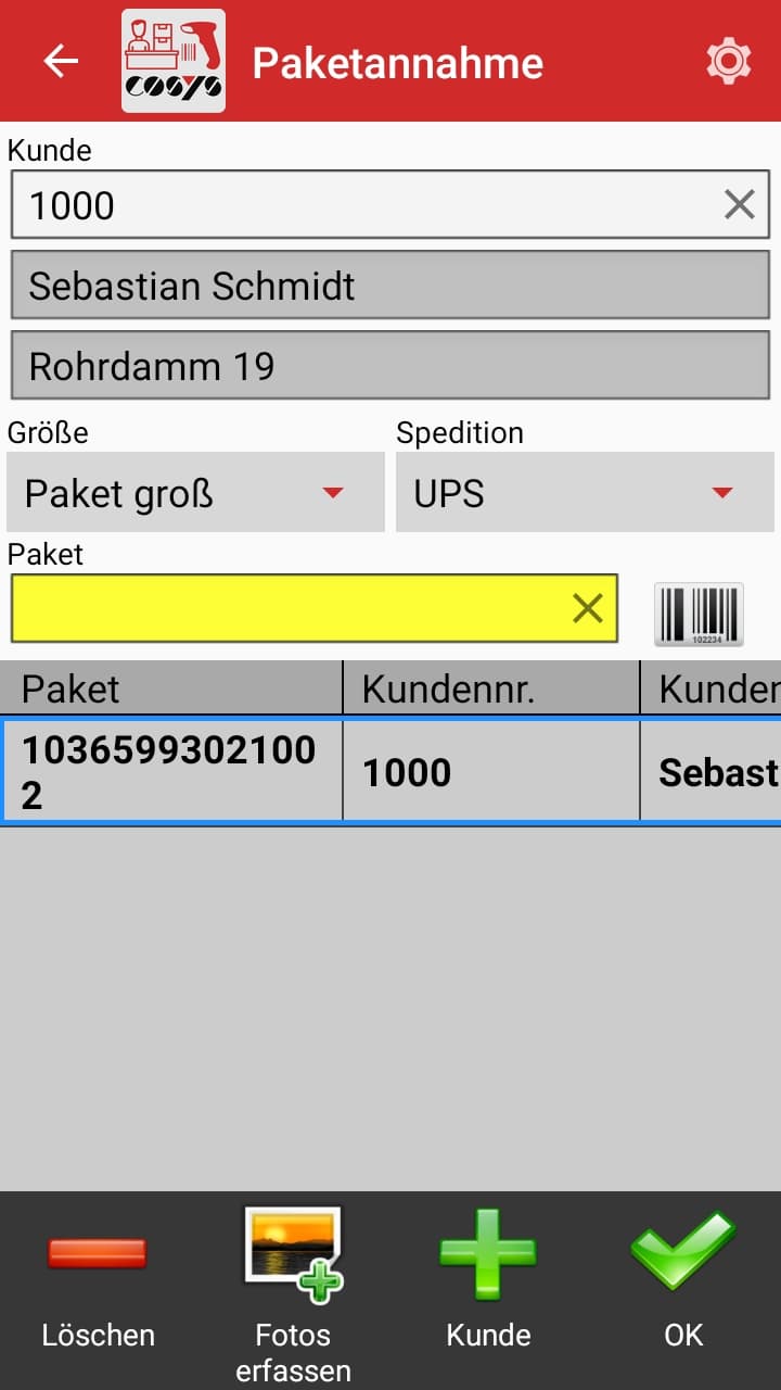 Paketannahme Paketshop App