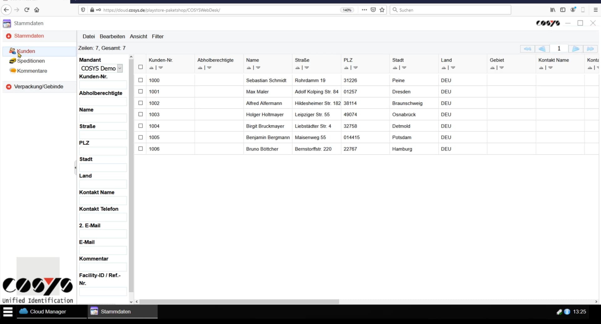 Stammdaten COSYS WebDesk