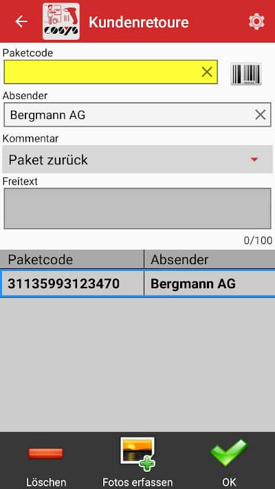 COSYS Pakettransport App