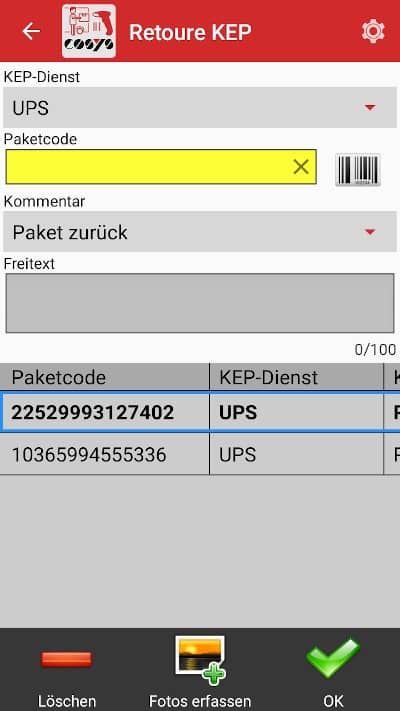 COSYS Pakettransport App