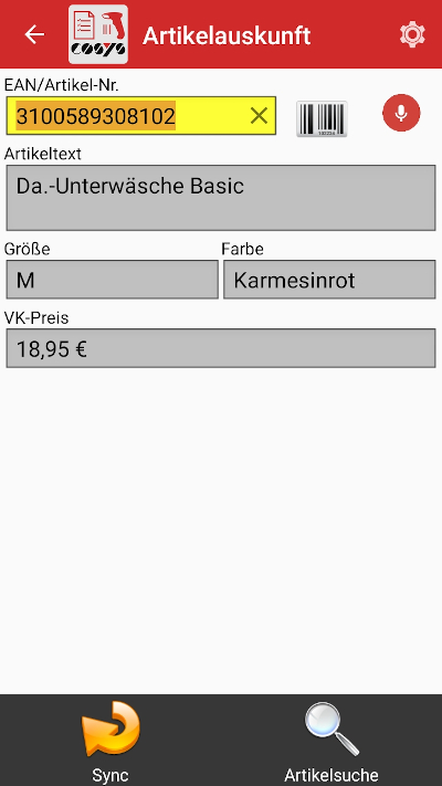COSYS pos App Artikelauskunft COSYS pos App Artikelauskunft