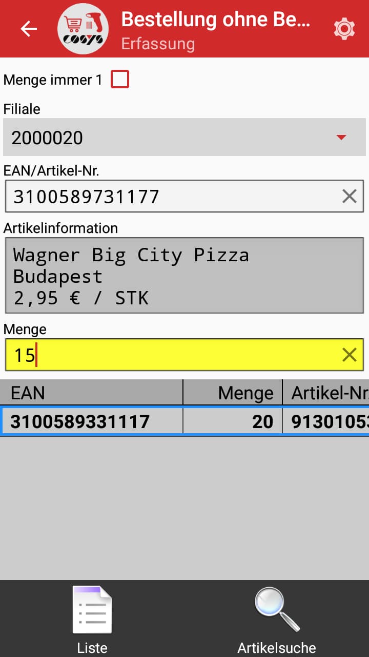 COSYS POS Food App Bestellung COSYS POS Food App Bestellung